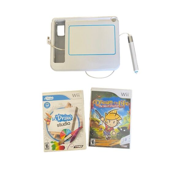Wii Udraw Console & Game Set Lot Bundle - Udraw Studio & Drawn for Life Game - Picture 6 of 7